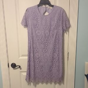 L Elegant Feminine Lavender Lace Dress
